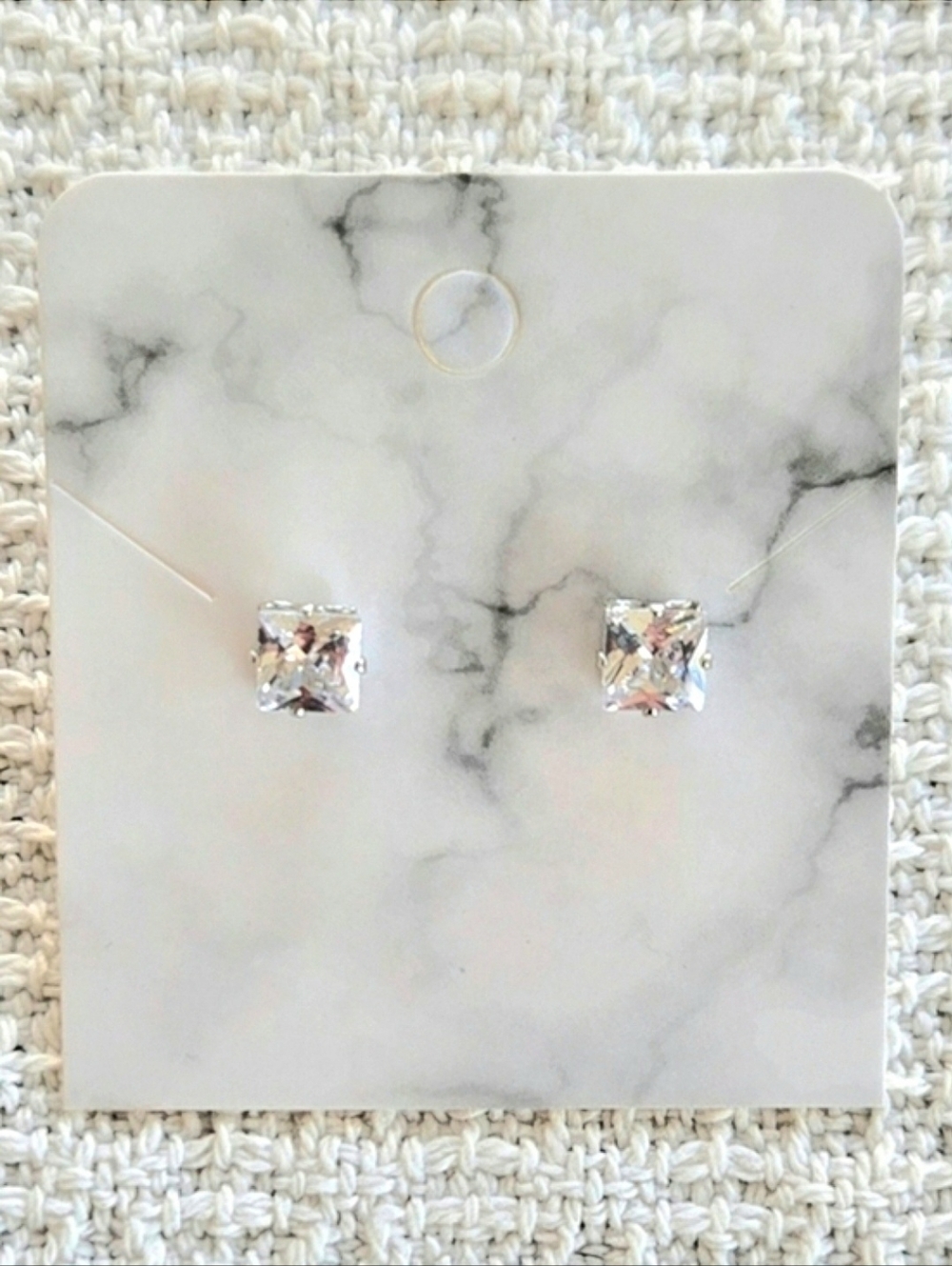 Cubic Zirconia Stud Earrings - Silver Setting - NWOT